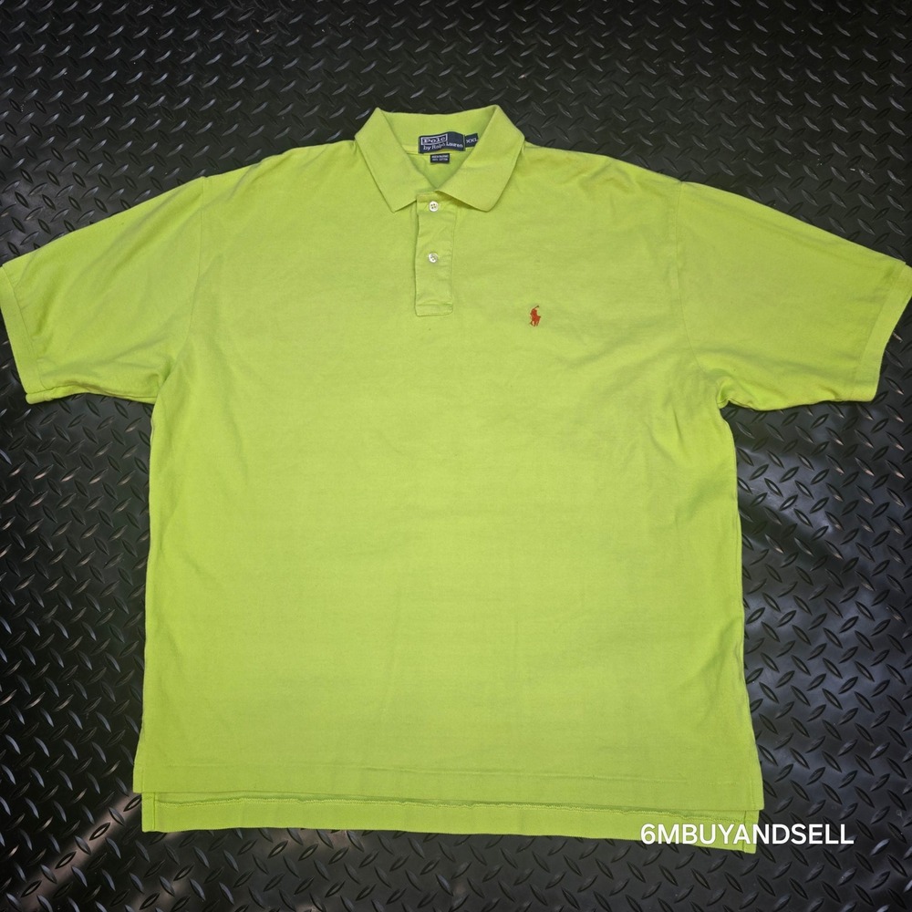 Polo Ralph Lauren Mens XXL Lime Green Pique Cotton Short Sleeve Polo‎ Shirt - Picture 2 of 10